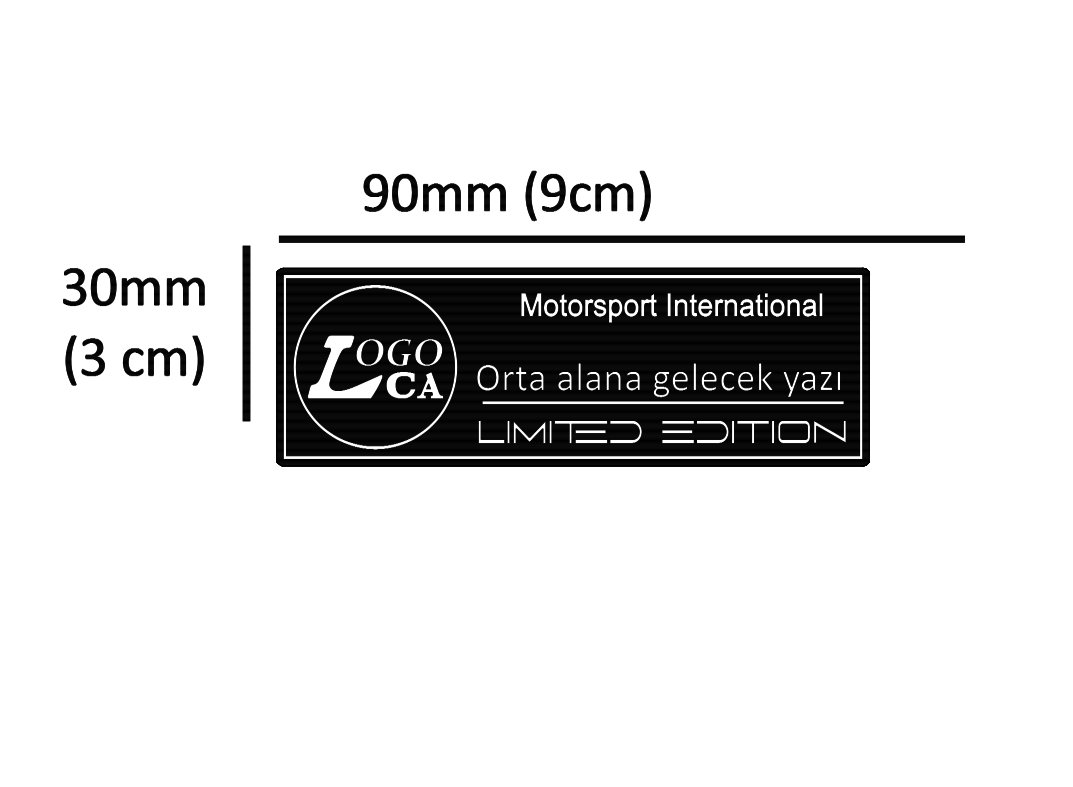 Kişiselleştirilebilir 9x3cm plastik etiket Siyah - Görsel 3